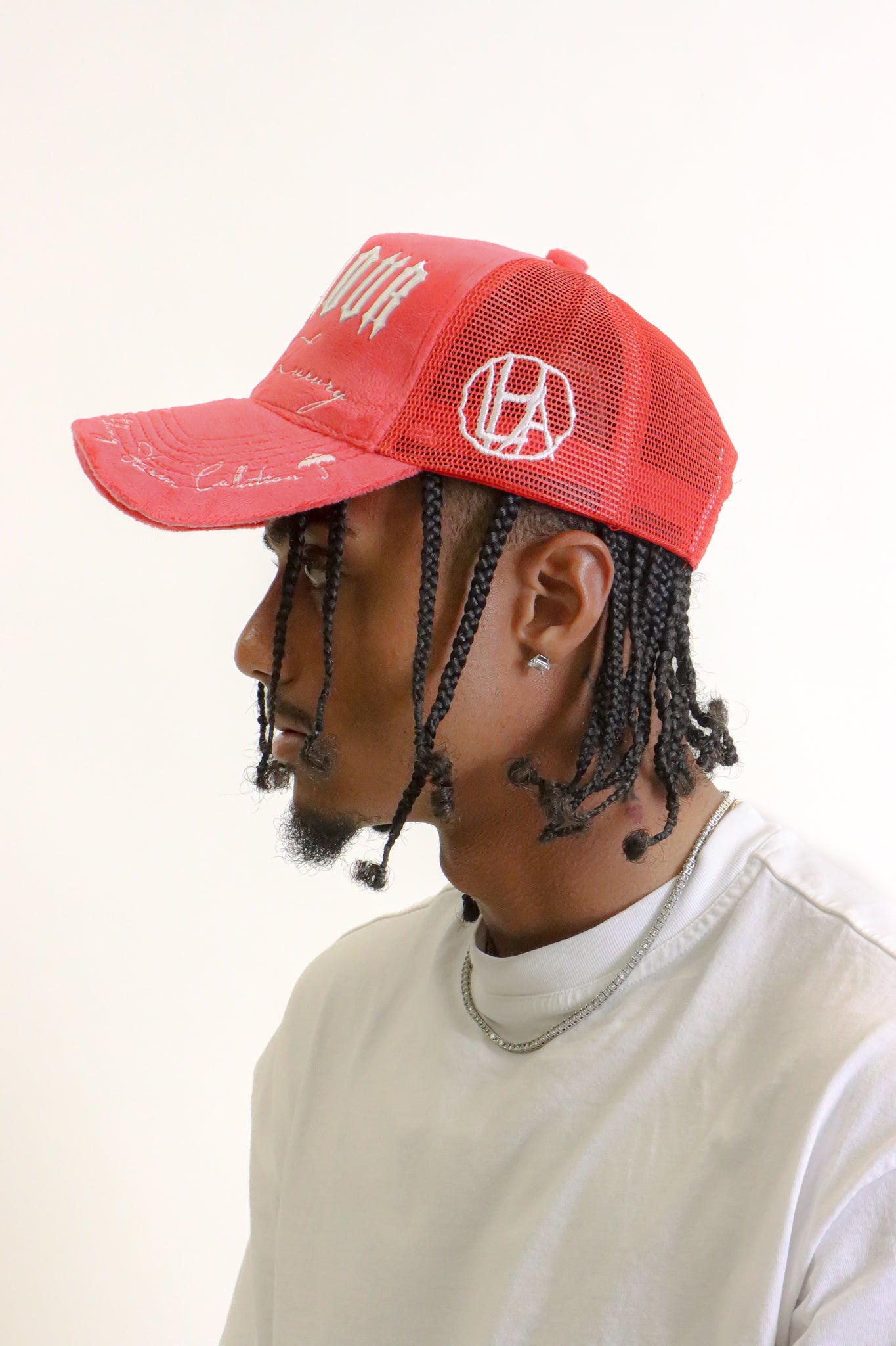 LHA Velvet Trucker Hat ( Red)