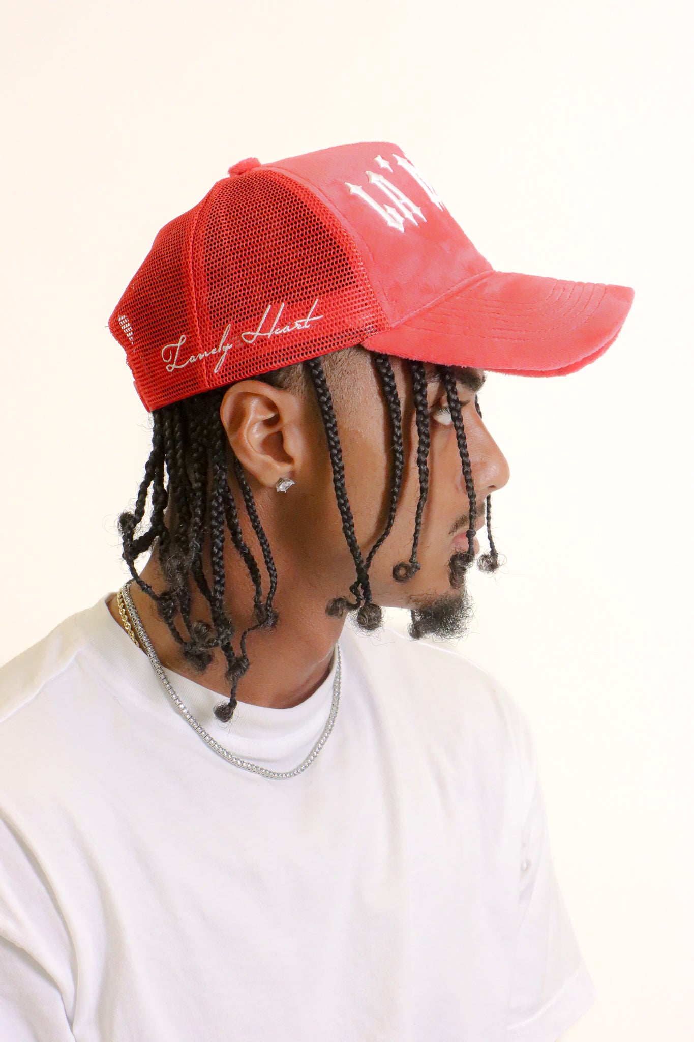 LHA Velvet Trucker Hat ( Red)
